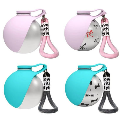 285ML Leak-Proof Feeder Dogs Bottle,Portable Dog Drinker 2-In-1 Stainless Steel Silicon Lightweight Travel Pet Supplies
