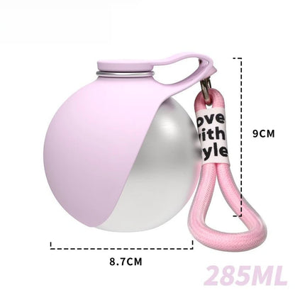 285ML Leak-Proof Feeder Dogs Bottle,Portable Dog Drinker 2-In-1 Stainless Steel Silicon Lightweight Travel Pet Supplies